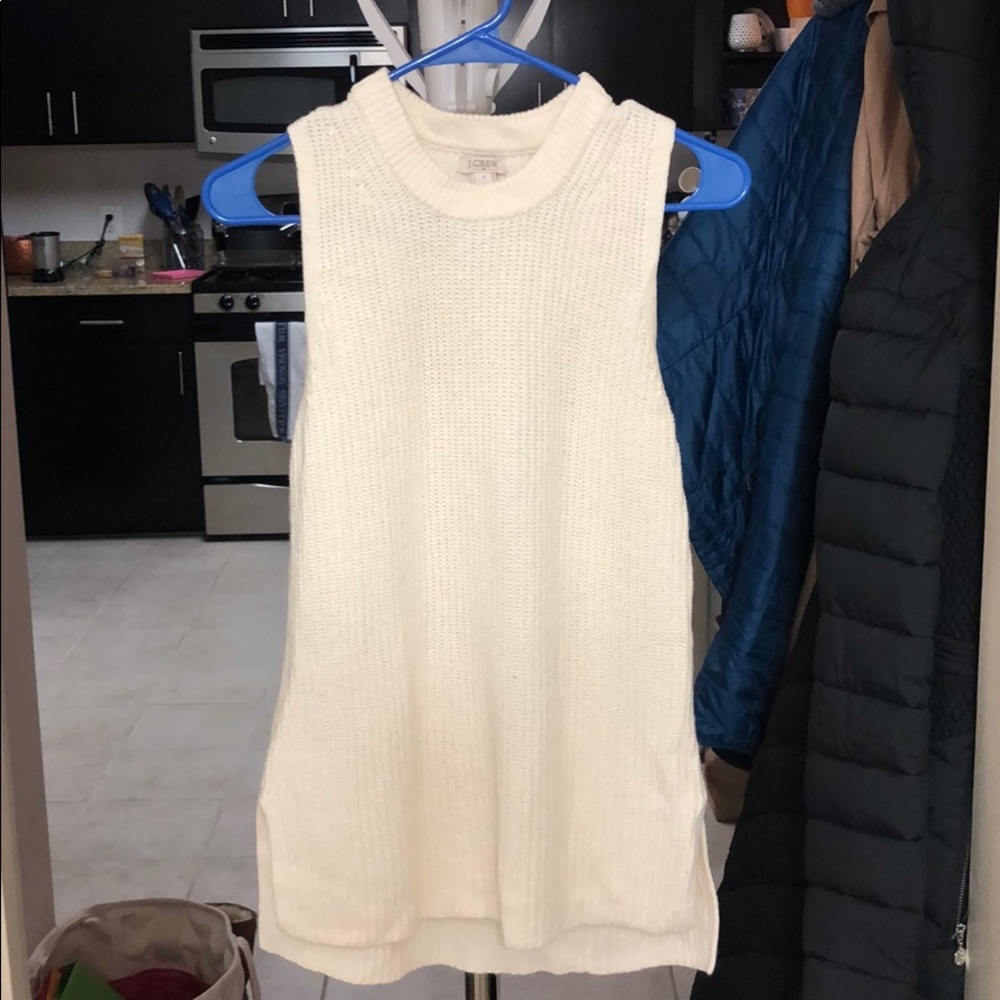 J. Crew Cream Sleeveless Knit Sweater Tunic